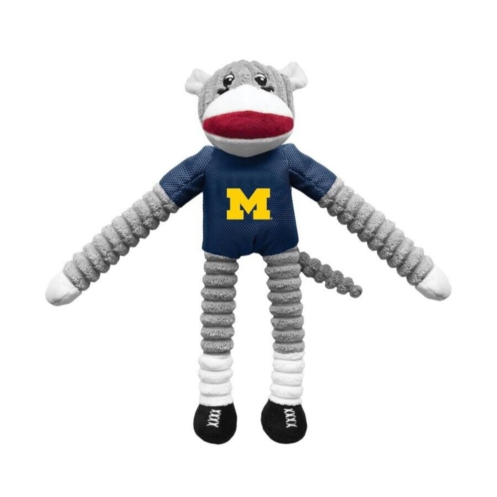 14" in. Sock Monkey‎ Dog Toy NCAA Michigan Wolverines Team Color, One Size